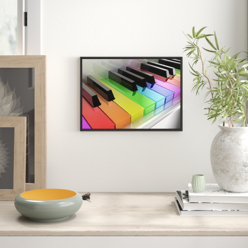 Gerahmtes Wandbild Piano Regenbogen Klaviertasten