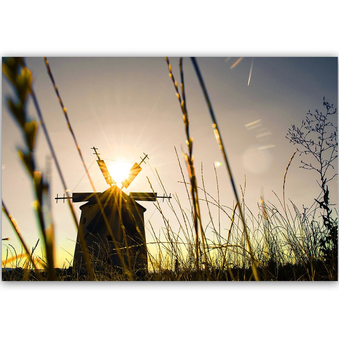 Leinwandbild Windmühle bei Sonnenuntergang 3