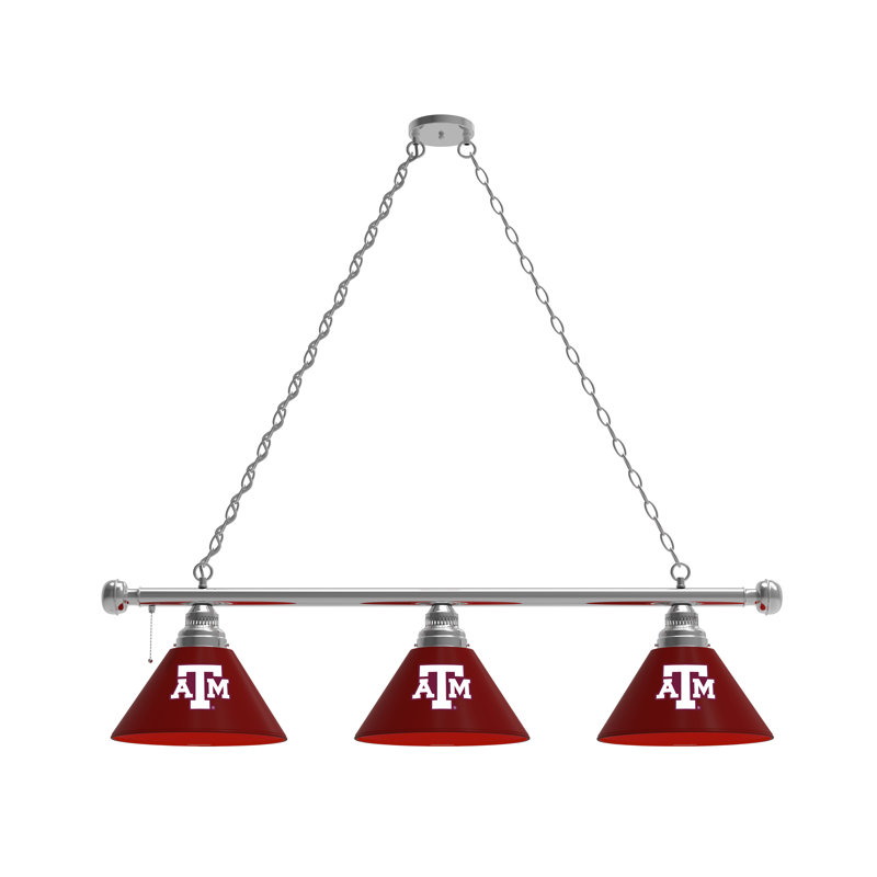 3 - Light Pool Table Lights Pendant, Chrome, Texas A&M Aggies