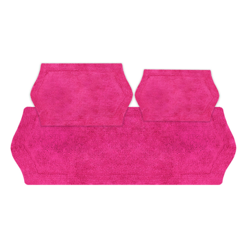 Morissette Waterford 100% Cotton Bath Rug Set, 3 Piece Set with Runner, Spray Latex Backing, Soft Absorbent Bathroom Rugs, Machine Washable