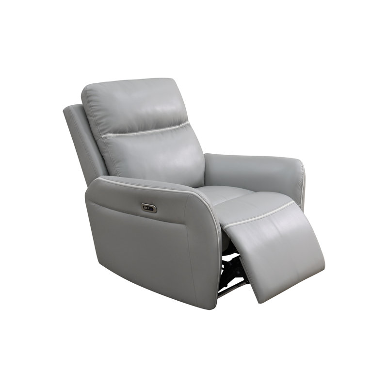 Fauteuil inclinable en cuir végétalien gris clair Opal avec porte-gobelets et lumières DEL