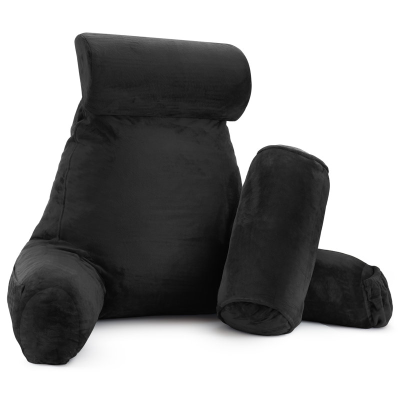 Coussin de lecture Nestl, H 22 po x l 36 po x P 13 po, Noir, noir, noir, noir