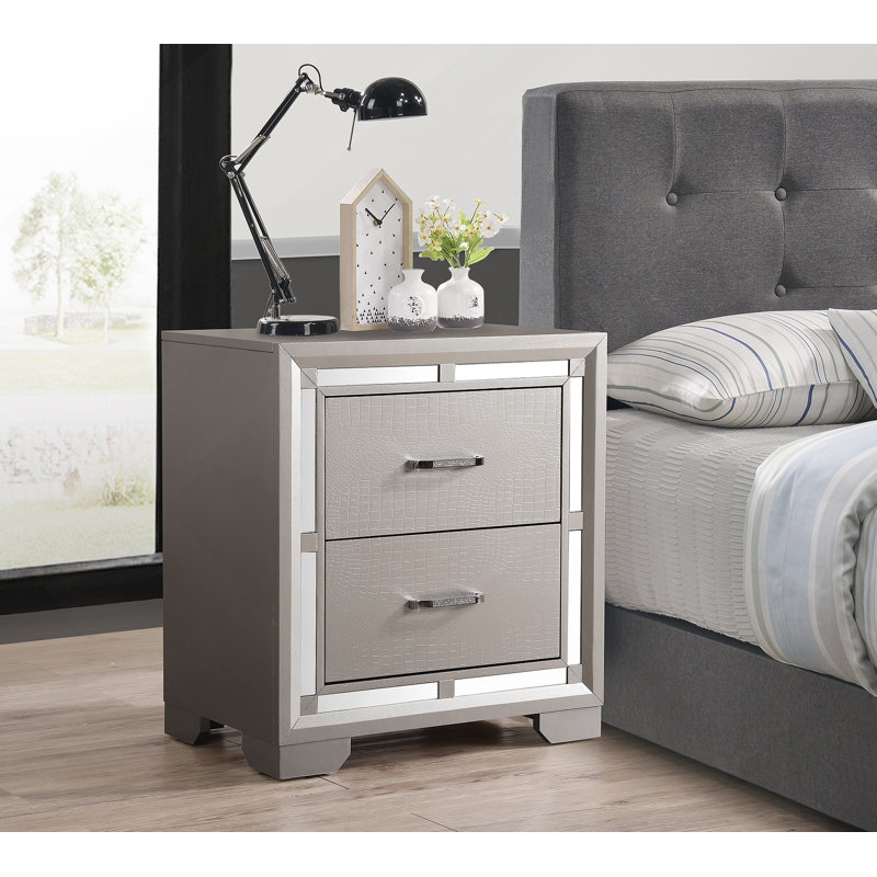Elegant Silver Champagne Nightstand