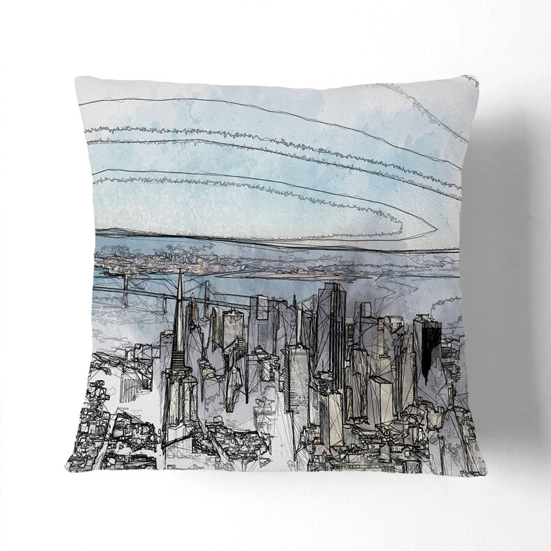 Abstract Square Cushion, 55cm H x 55cm W x 20cm D, White