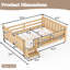 Grand lit au sol en bois compact avec rangement
