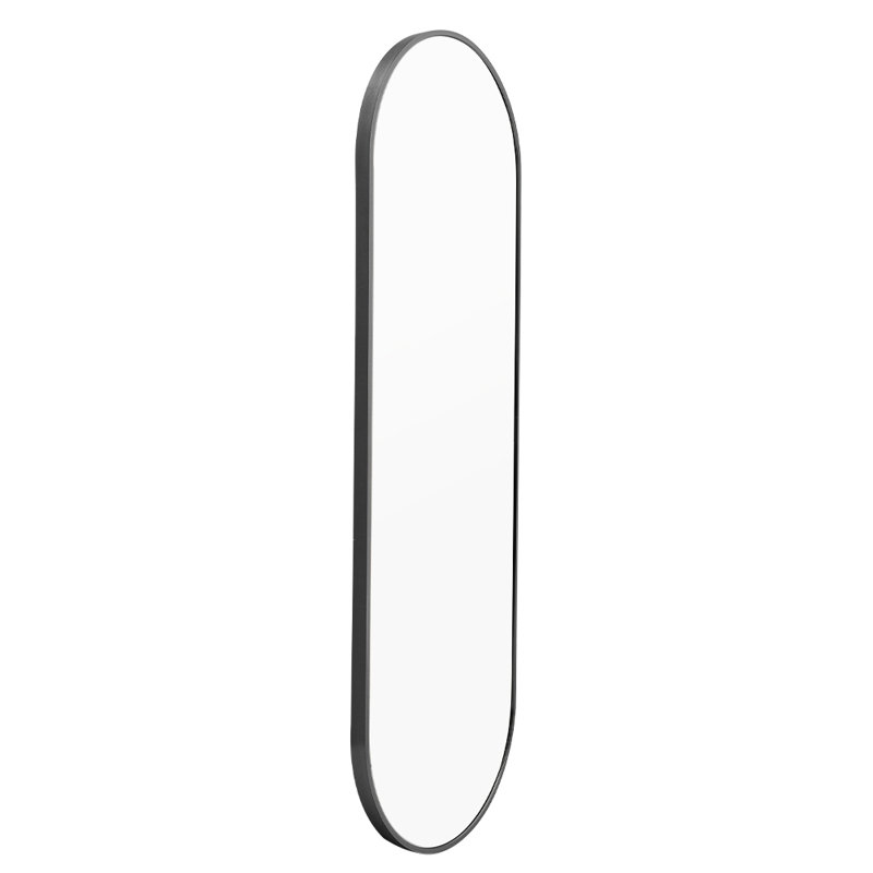 Lottie Oval Metal Framed Wall Mounted Full Length Mirror, Black, 150cm x 40cm