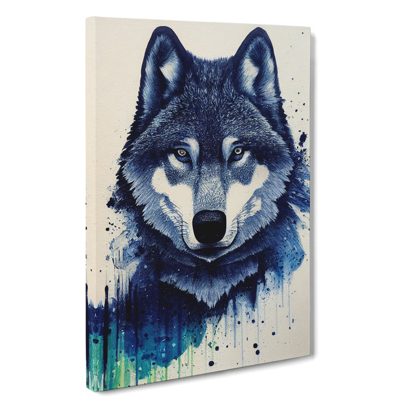 Painted Wolf No.4 - Wrapped Canvas Print, 76cm H x 50cm W x 3cm D