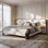 Japandi Upholstered Platform Bed with Integrated Floating Nightstands