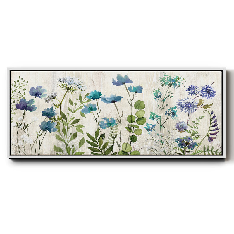 Blue Meadow- Framed Canvas, 12" H x 30" W
