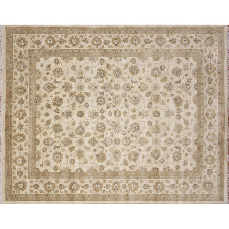 Tapis de zone en laine 8 pi x 10 pi noué la à la main one-of-kind Romona