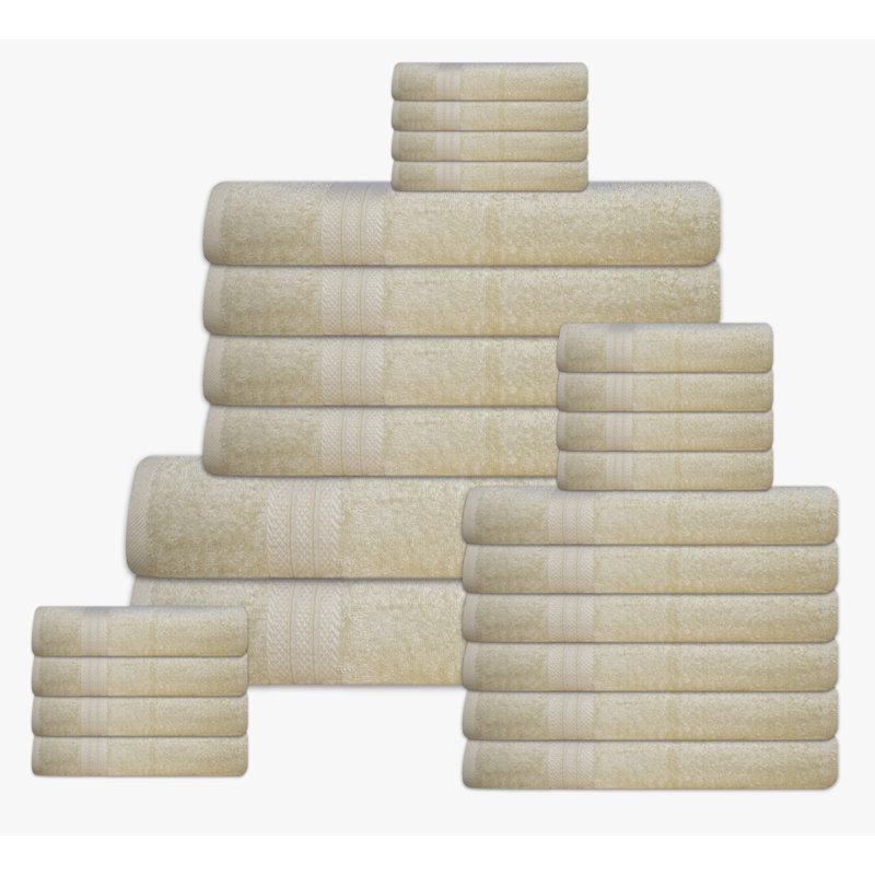 Serviettes de bain en tissu éponge (paquet de 24), Ivoire