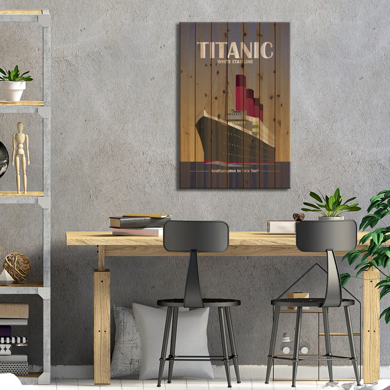 Titanic paquebot art déco, L 26 po x H 40 po