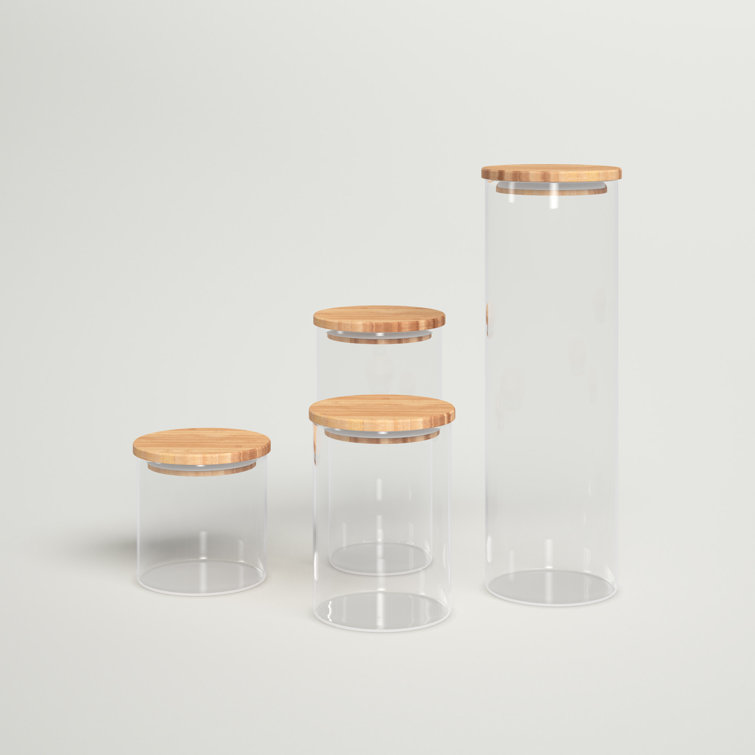 3Set Airtight Glass Jars with Bamboo Lids and Bamboo Spoons Decorative and  Durable Borosilicate Glass Canisters Hold Coffee Beans