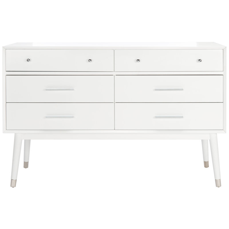 Commode 6 tiroirs Zack, Blanc / argenté
