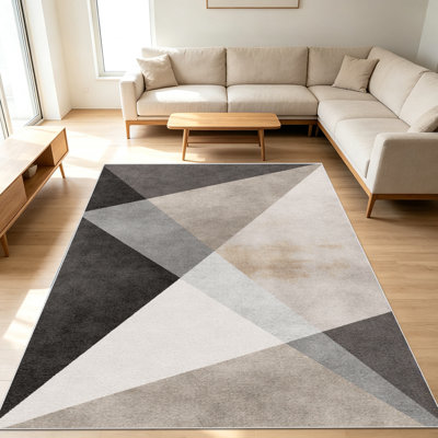Tapis à motif géométrique 1PC pour le salon, doux et confortable, convient à toutes les saisons, facile à entretenir, tapis de sol intérieur lavable à la machine, convient à la chambre à coucher, à la salle à manger, au bureau, au couloir, au patio, à la maison, à la décoration extérieure.