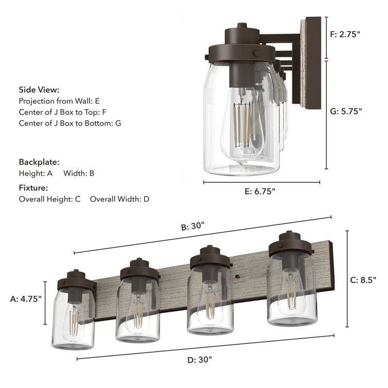 Devon 4 - Light Dimmable Vanity Light, Onyx Bengal