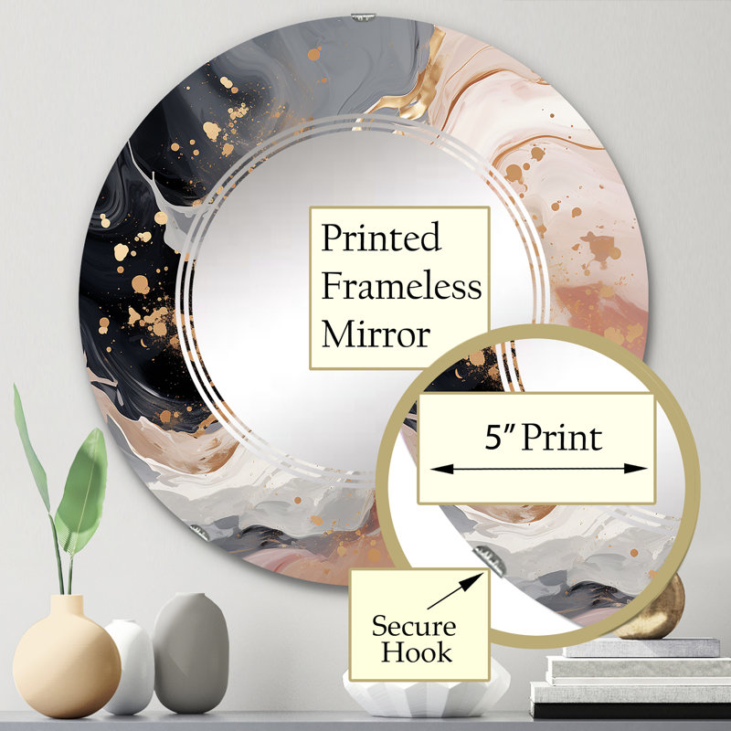 Tatoro - Miroir mural moderne rond, 24 po x 24 po
