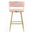 (Set Of 2) 26'' Counter Height Bar Stools Corduroy Kitchen Island Counter Bar Stool With Back,Golden Chromed Base And Footrest (Pink)-2138448893-2138448890