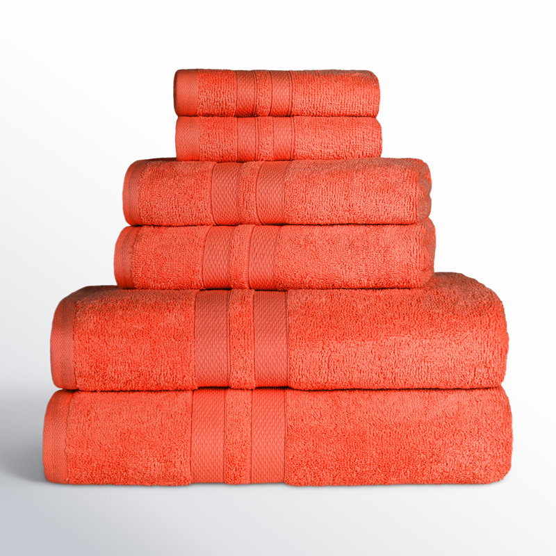 Ensemble de serviettes douces en coton à 100 % de six articles Amoy, Mandarine