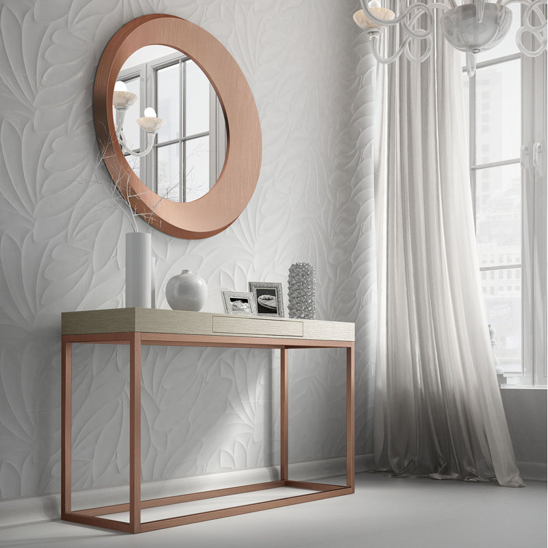 Ensemble de console et miroir 39,37 po Saph, H 31,5 po x l 31,5 po x P 15,75 po, Vieux cuivre ultrabrillant