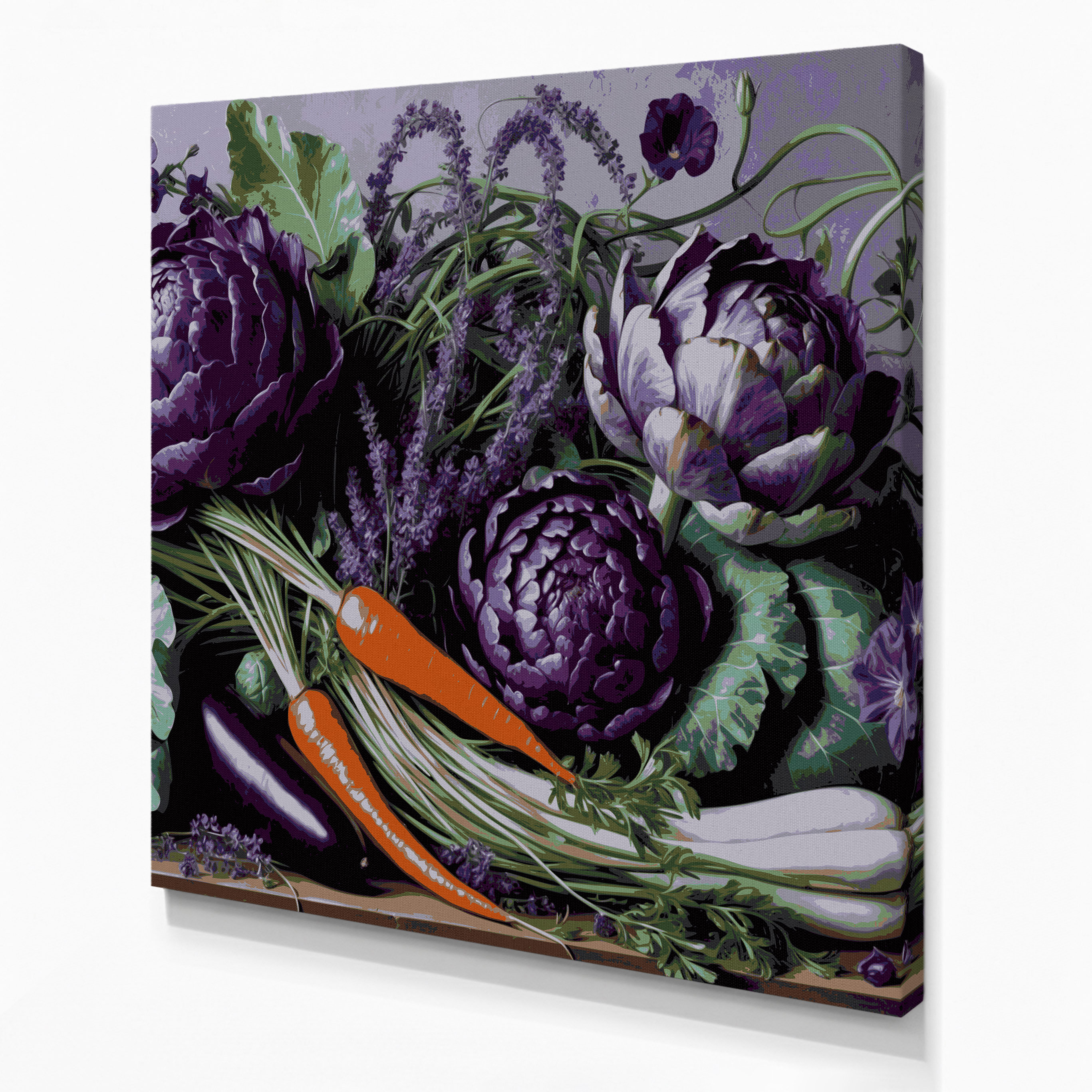 Dakota Fields Vegetables Violet Flowers Purple Canvas Wall Art | Wayfair