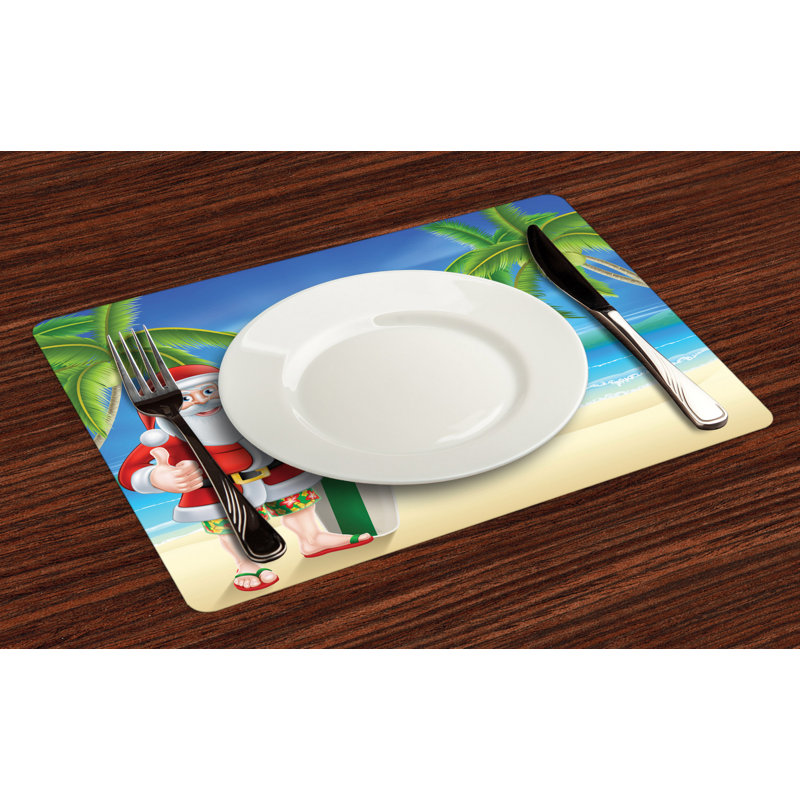 Morven Christmas Santa with Surfboard Placemat