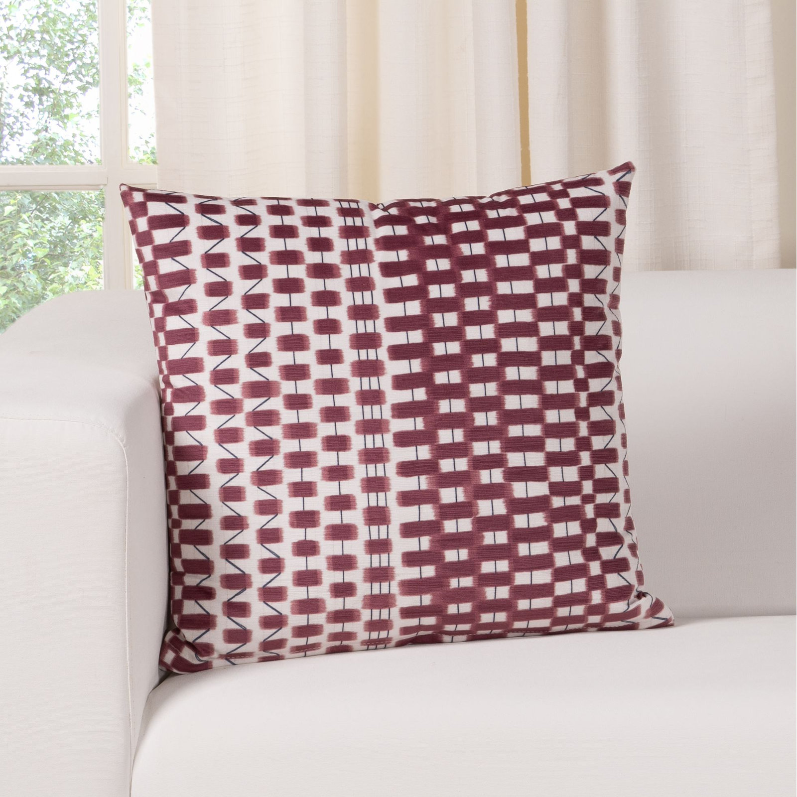 Oakden Throw Pillow, Red, Square 20", Polyester