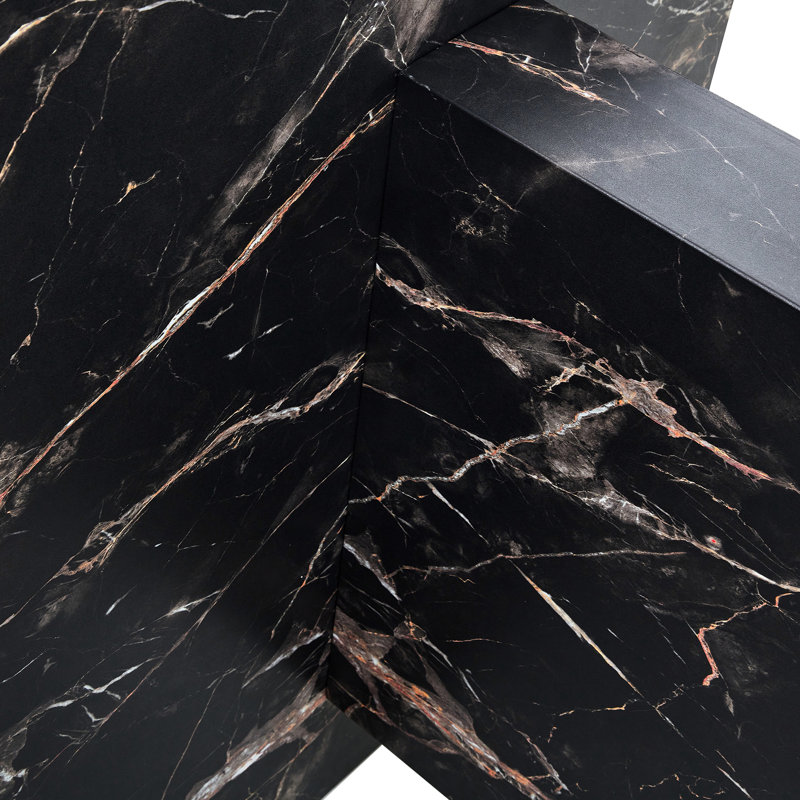 Table luxueuse avec plateau de table en marbre noir épais de 3,5 pouces et 6 chaises gris foncé de style uni, convenant à une utilisation en conférence Décoration d'intérieur sophistiquée de 78,7 po x 39,4 po x 29,9 po