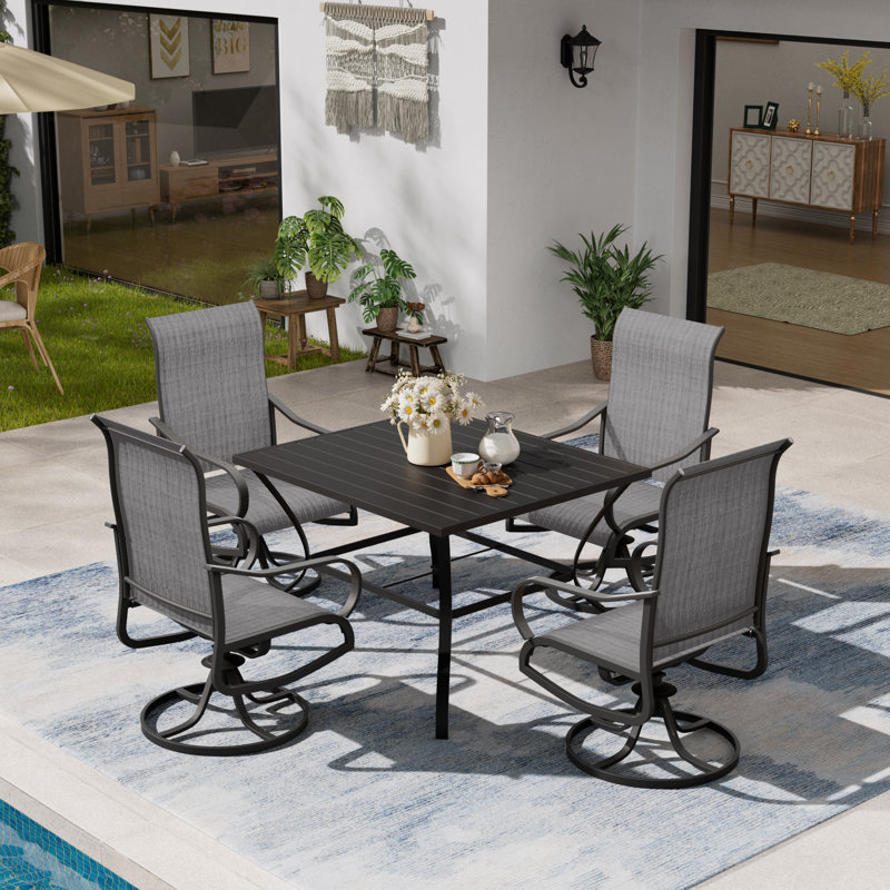 Fauteuils de patio pivotants Angeli, Gris foncé