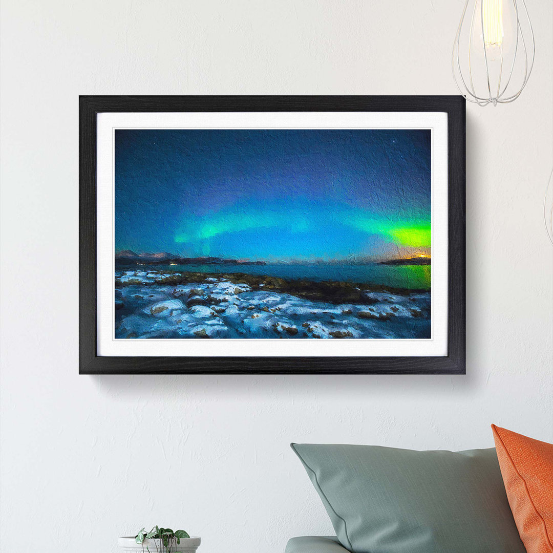 The Northern Lights Aurora Borealis in Norway - Picture Frame Painting Print