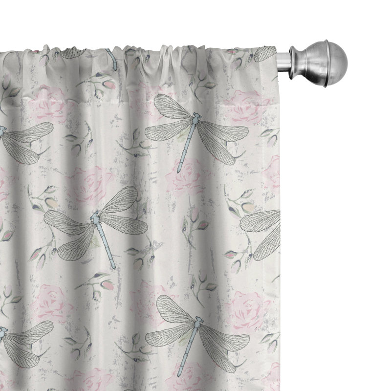 Dragonfly Semi-Sheer Rod Pocket Curtain Panels, 28" x 63"