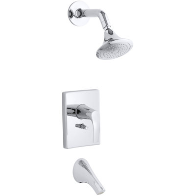 Garniture de robinet de baignoire et de douche à pression équilibrée avec inverseur à bouton-poussoir Symbole Rite-Temp, valve non incluse