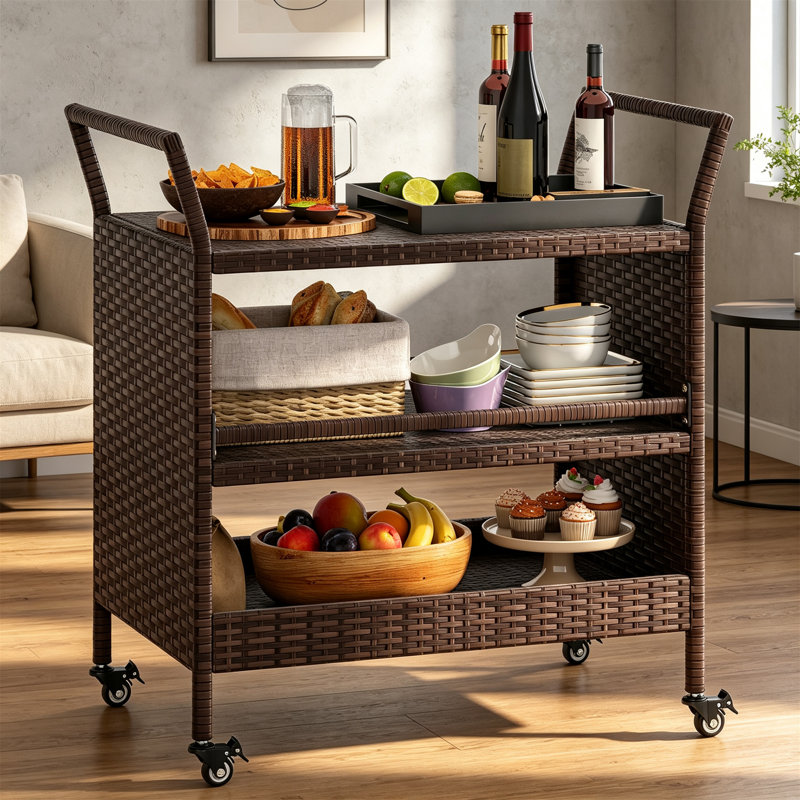 Metal Bar Cart, Brown