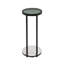 Table d'appoint noire avec plateau en verre et base en marbre blanc, table de bout décorative moderne, base en métal, table d'appoint pour le salon 10 x 10 x 23,25 po