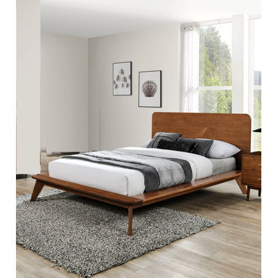 Transitional Bed Frame, Wooden Platform Bed For Home