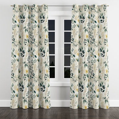 Ayomipo - Botanical Grommet Curtain - Velvet Room darkening - 1 panel