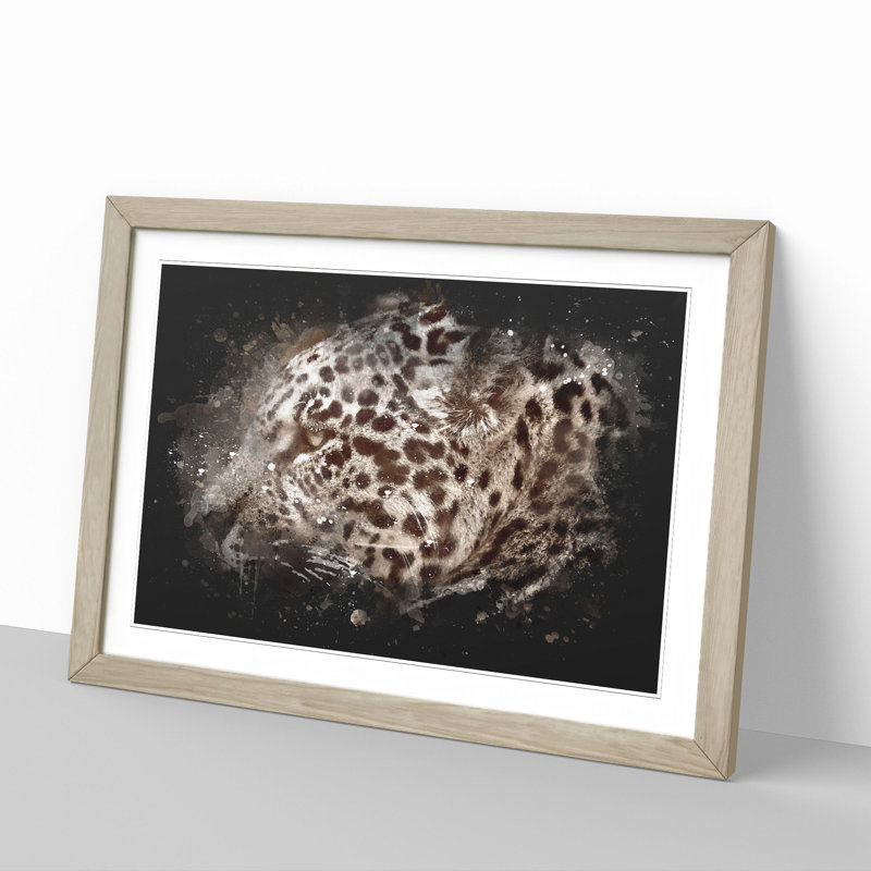 Jaguar - Picture Frame Graphic Art, 65cm H x 90cm W x 2cm D, Oak