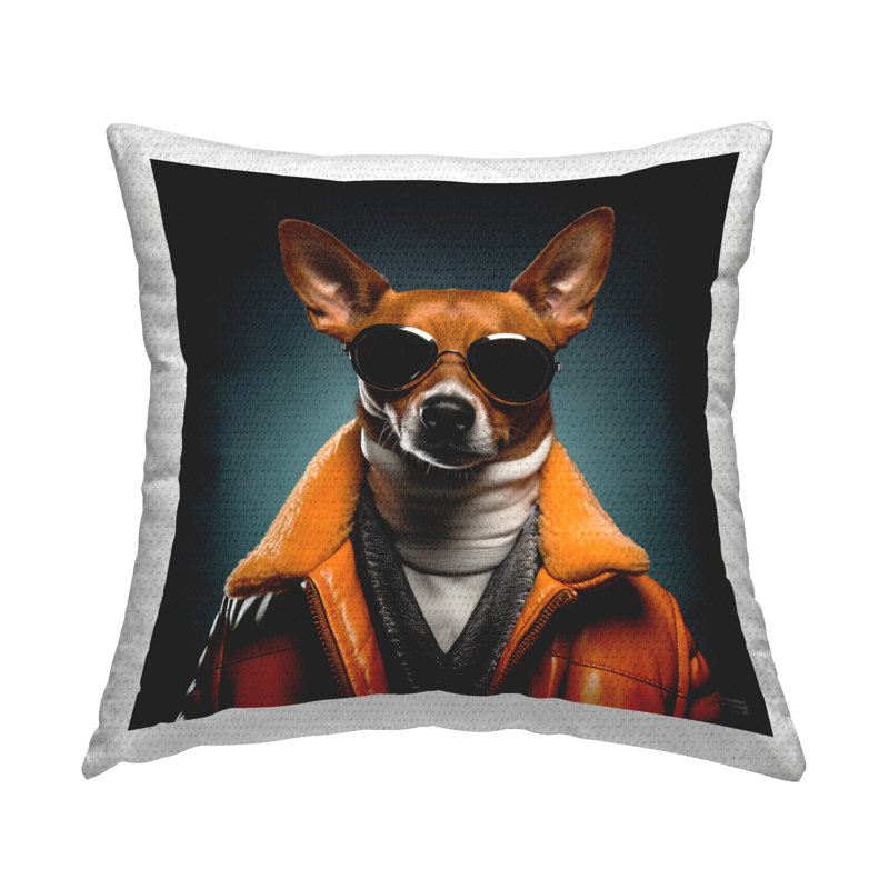 Élégant coussin décoratif pour chien avec lunettes de soleil par Roozbeh Bahramali