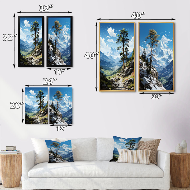 «Pine Tree Solitude Parmi», 2 pièces sur toile, Cadre blanc, H 20 po x l 24 po