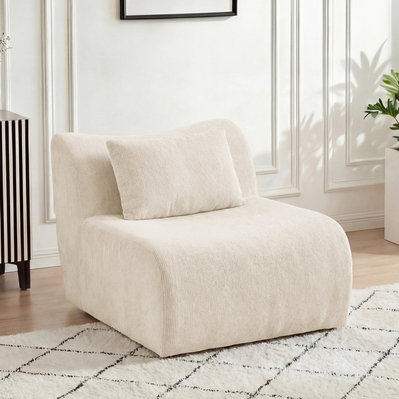 Chaise rembourrée sans accoudoirs, Beige