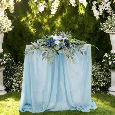 Artificial Flower With Tablecloth And Table Runner
