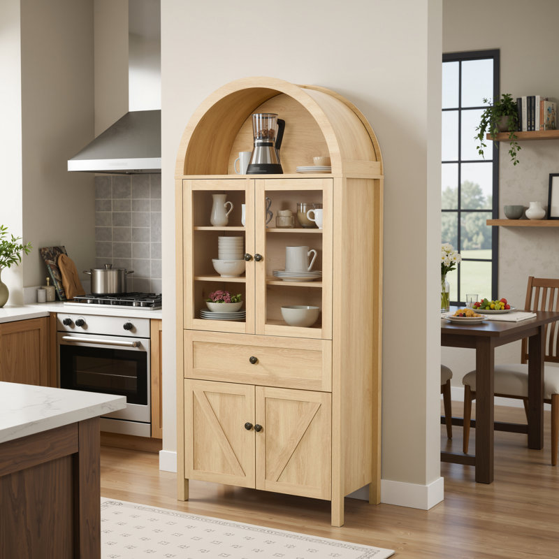 Armoire multifonctionnelle de style américain, contemporaine et rétro, avec grande capacité de rangement, armoire rétro Filler pour bureau ou salon, poignées rétro, bois d'ingénierie, rangement à cloisons,