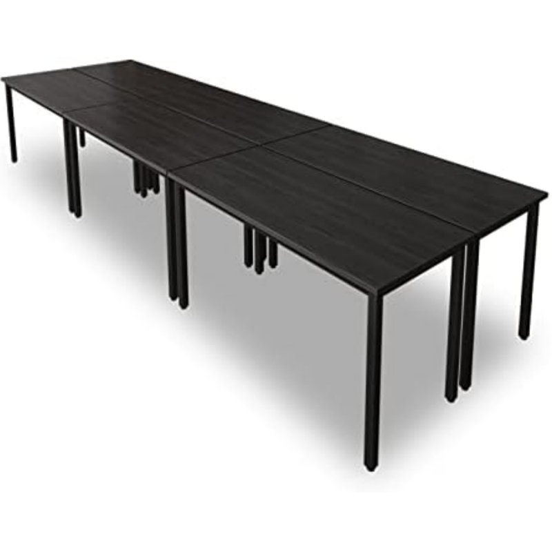 165.3'' Wide Stylish Rectangular Conference Table And Chairs Office Set, Black