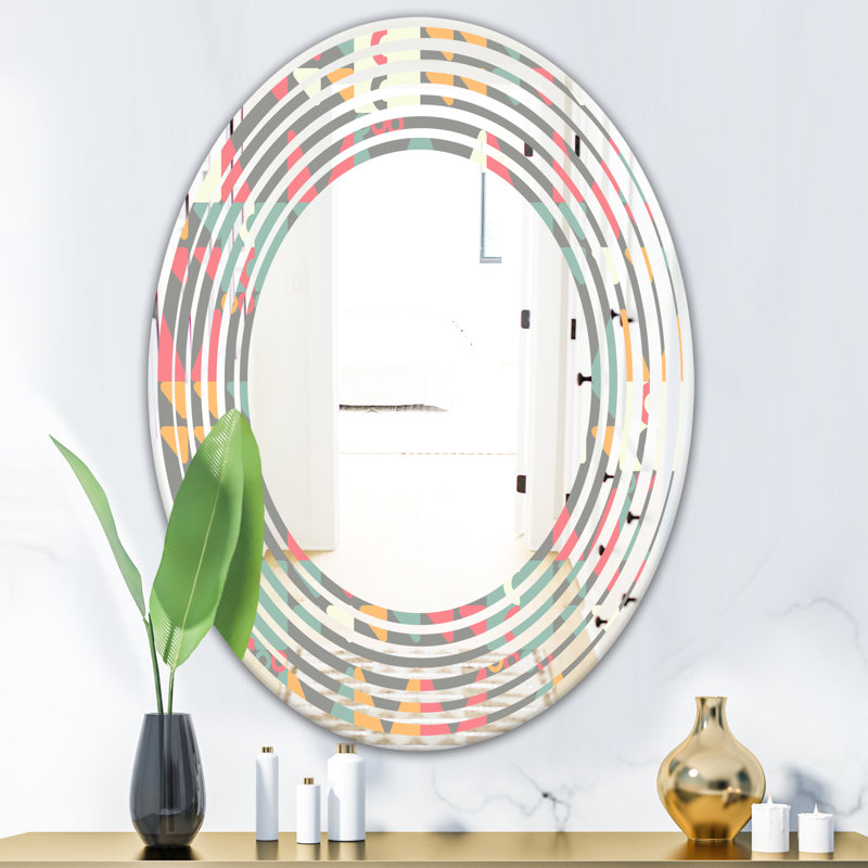 Coastal Frameless Wall Mirror, 31.5" H x 23.7" W, Wave Abstract Design V