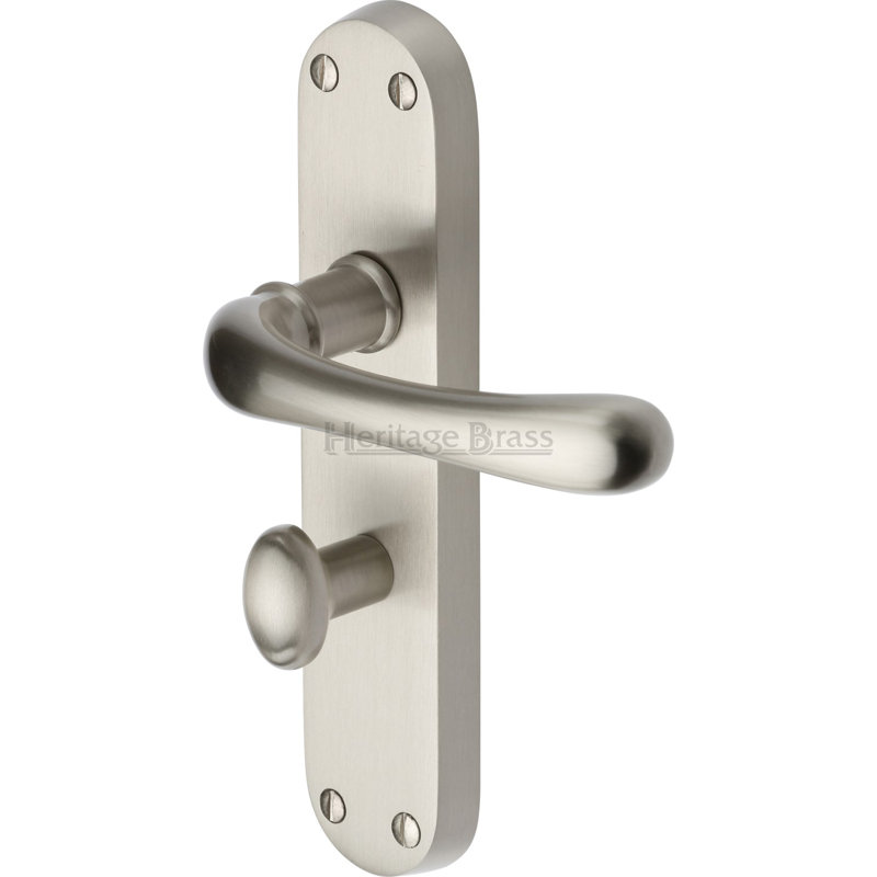 Heritage Brass Heritage Door Handle for Bathroom Luna Design, Satin Nickel