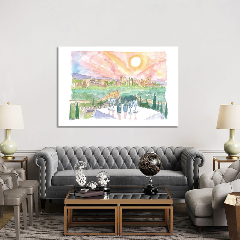 Magical Grenada Andalusia Afternoon With Romantic Restaurant Table 1 Piece Wall Art on Canvas, 30.48 cm H x 45.72 cm W