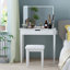 Ensemble de coiffeuse avec miroir pour le maquillage, table de maquillage avec cosmétiques de rangement à 1 tiroir, coiffeuse pour la chambre à coucher