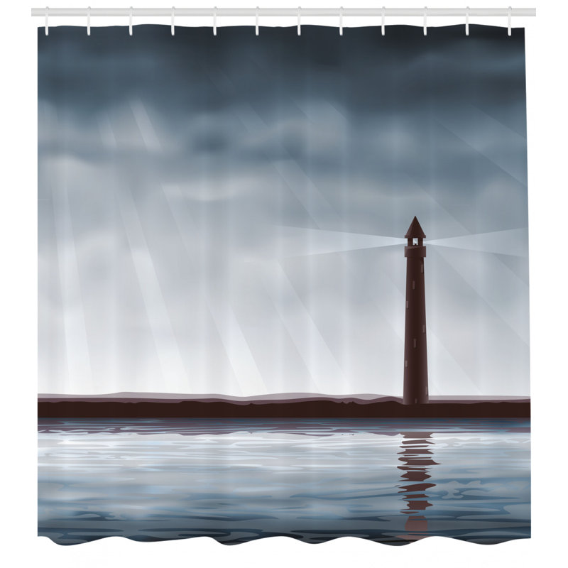 Lighthouse Shower Curtain Set + Hooks, 75" H x 69" W