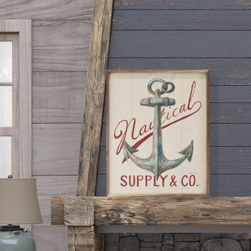 Floursack Nautical V Anchor By Danhui Nai, H 10 po x l 8 po