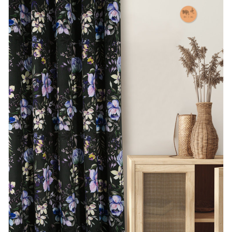 Thurston Velour Room Darkening CURTAINS Pair, 114cm Width x 137cm Drop, Black